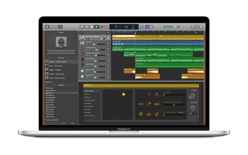 logic pro shown on a macbook