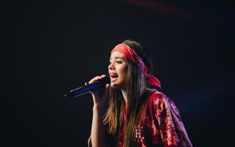 Singer performs live on stage