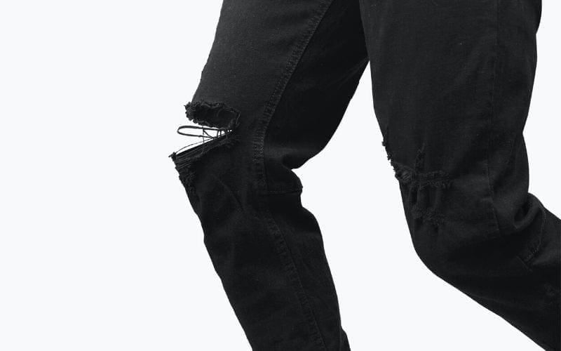 Knee ripped jeans