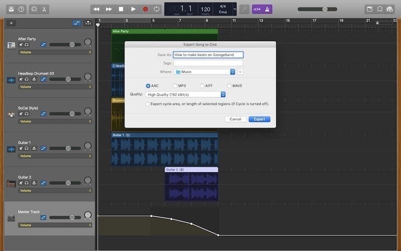 exporting a song