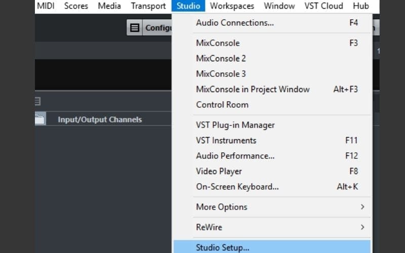 audio interface set up Cubase 10