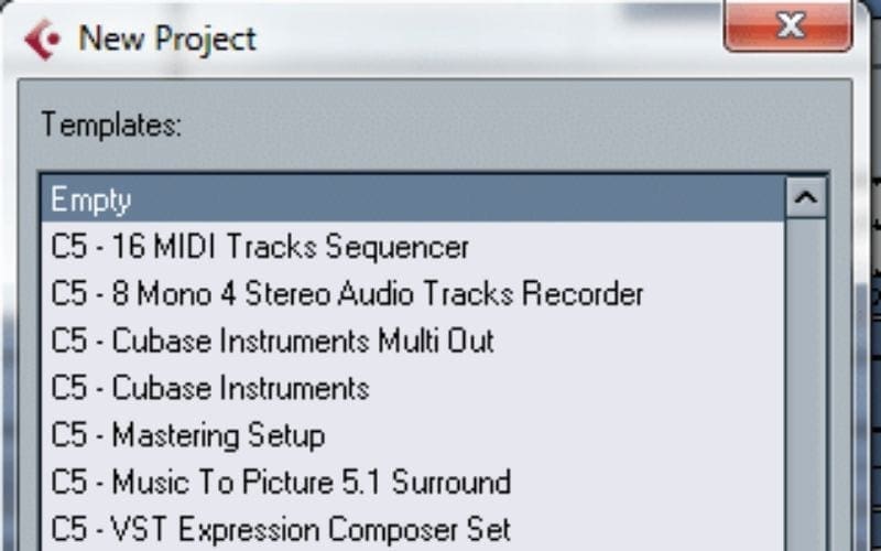 how to creata a new project in Cubase
