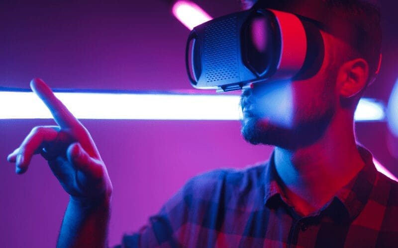 man watching VR