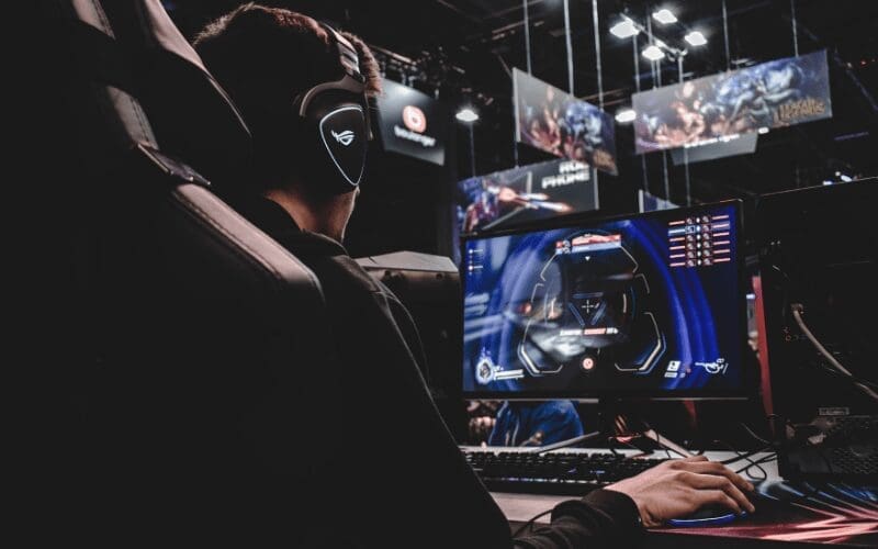 Man at gaming set up
