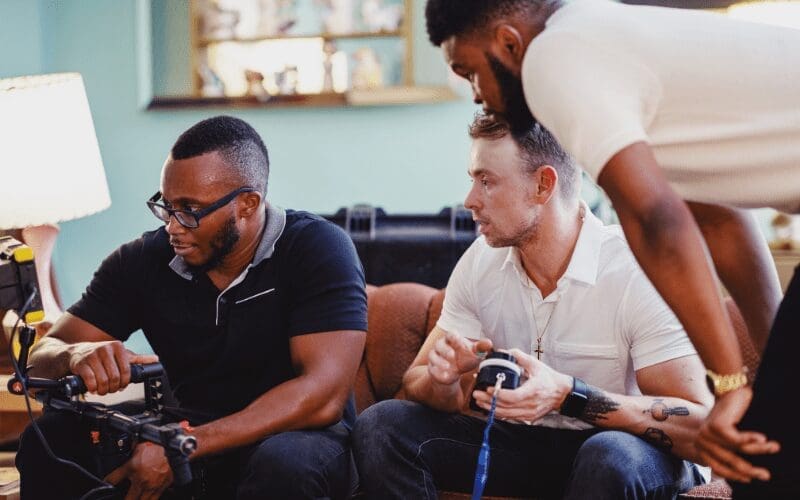Three men gaming unity