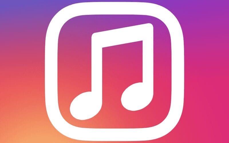 Instagram logo with a music note inside.