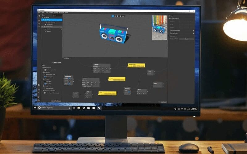 Someone creating an instagram filter on spark AR studio.