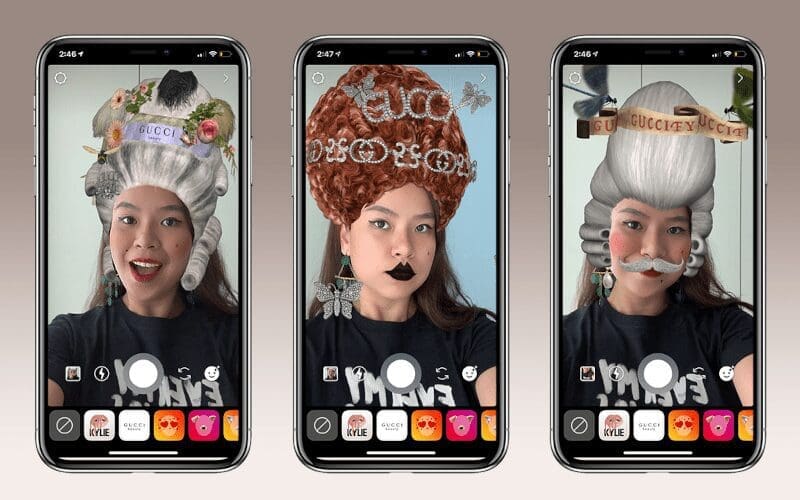 3 examples of Instagram filters.