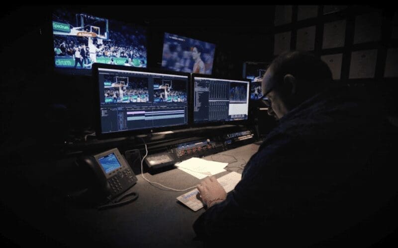 video editor in studio