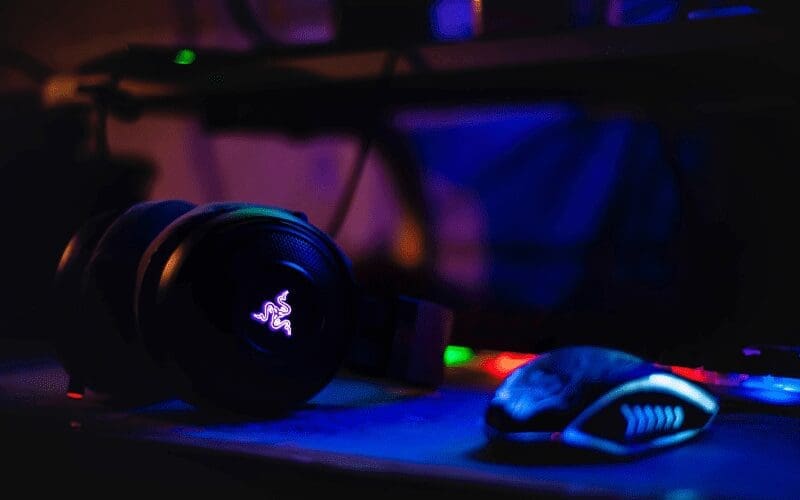 gaming headphones and mouse