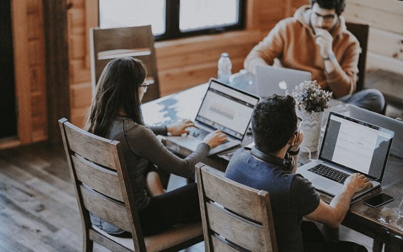 interns working in office