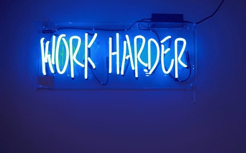 work harder neon sign 