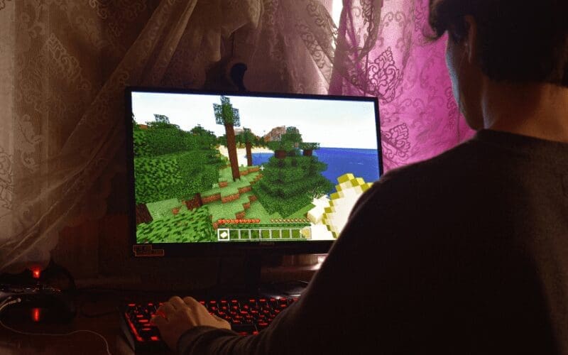 someone playing Minecraft