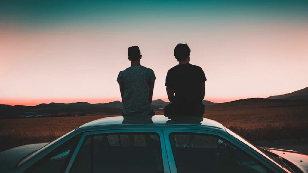 two men sitting