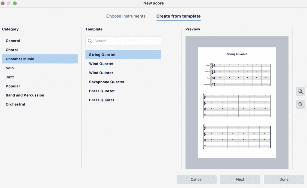 Musescore New Score Screen grab