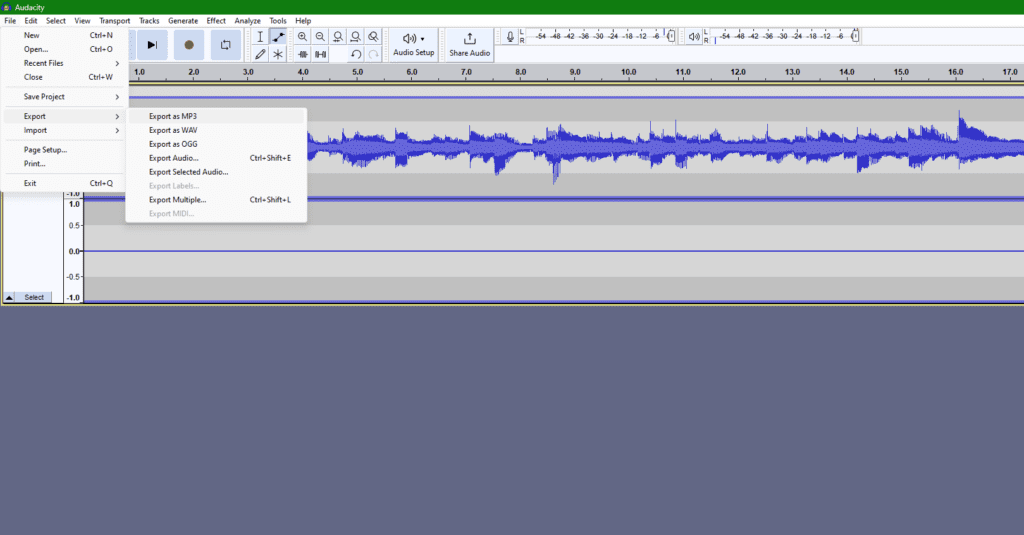Exporting Audacity